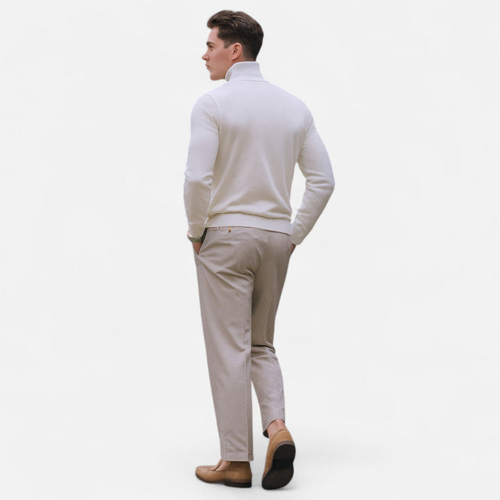 Men's Half Zip Sweater with Stand-Up Collar for Business Casual Spring Wear 4