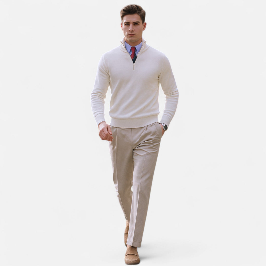 Men's Half Zip Sweater with Stand-Up Collar for Business Casual Spring Wear 5