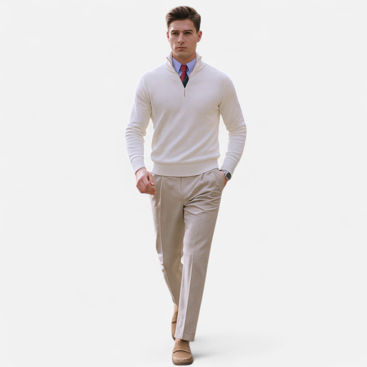 Men's Half Zip Sweater with Stand-Up Collar for Business Casual Spring Wear 5