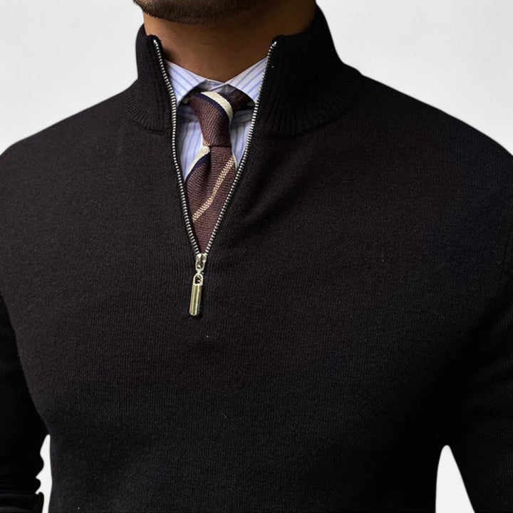Men's Half Zip Sweater with Stand-Up Collar for Business Casual Spring Wear 6