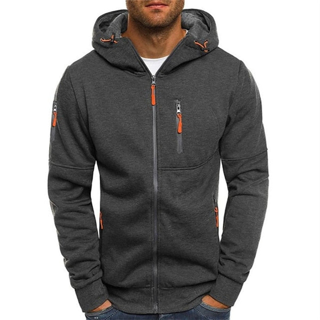 Men's Hoodie Zip Up with Drawstring and Pockets for Casual Everyday Wear 1