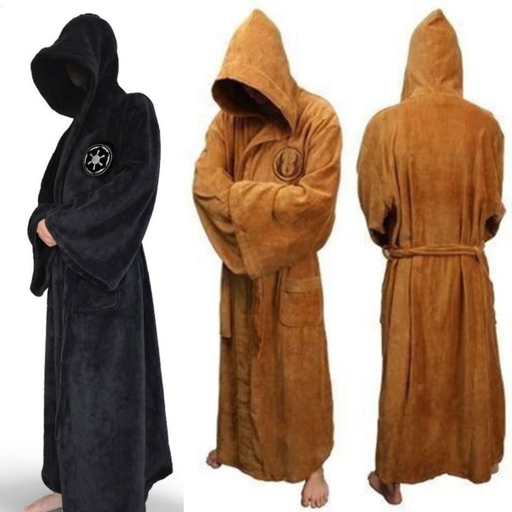 Men’s Long Flannel Bathrobe with Hood and Belt 1