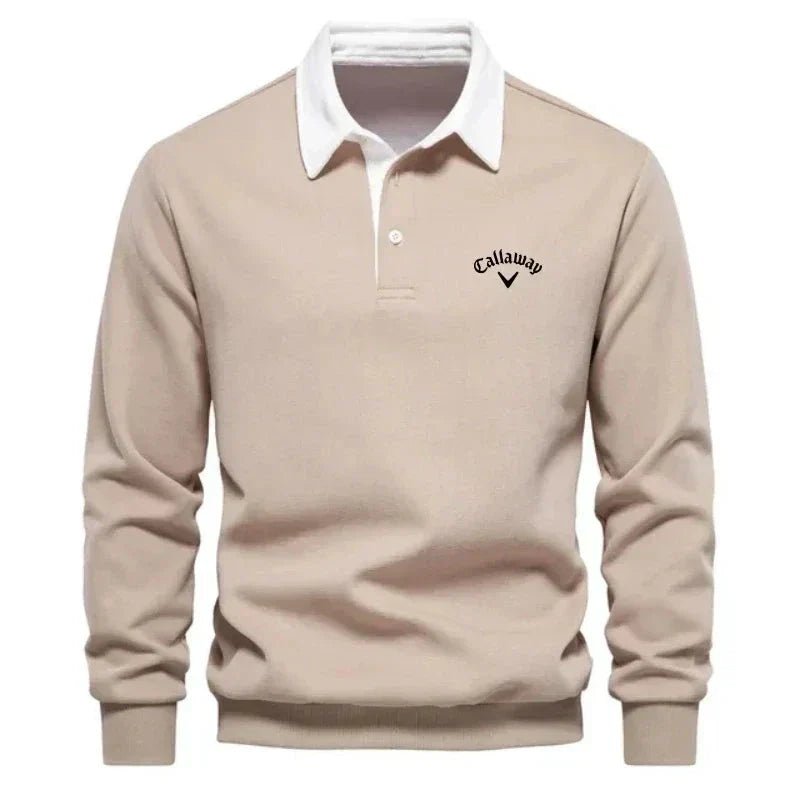Men's Long Sleeve Polo Shirt Tailored Fit with Contrast Collar - Sporty Elegant Style 4