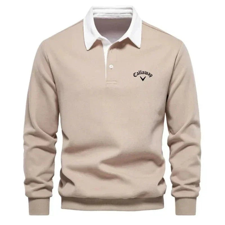 Men's Long Sleeve Polo Shirt Tailored Fit with Contrast Collar - Sporty Elegant Style 4