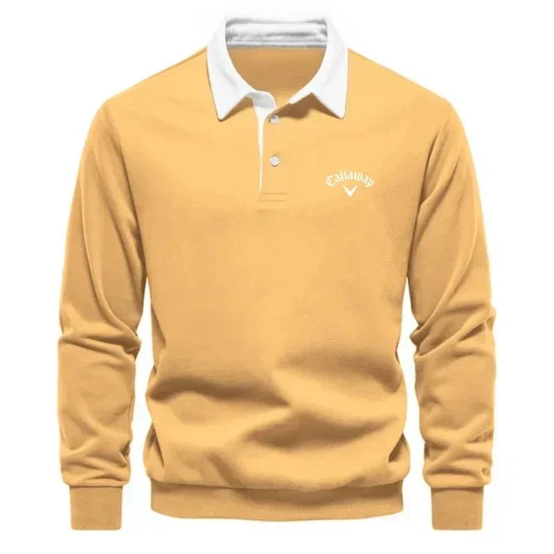 Men's Long Sleeve Polo Shirt Tailored Fit with Contrast Collar - Sporty Elegant Style 5