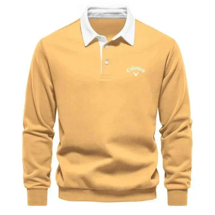 Men's Long Sleeve Polo Shirt Tailored Fit with Contrast Collar - Sporty Elegant Style 5