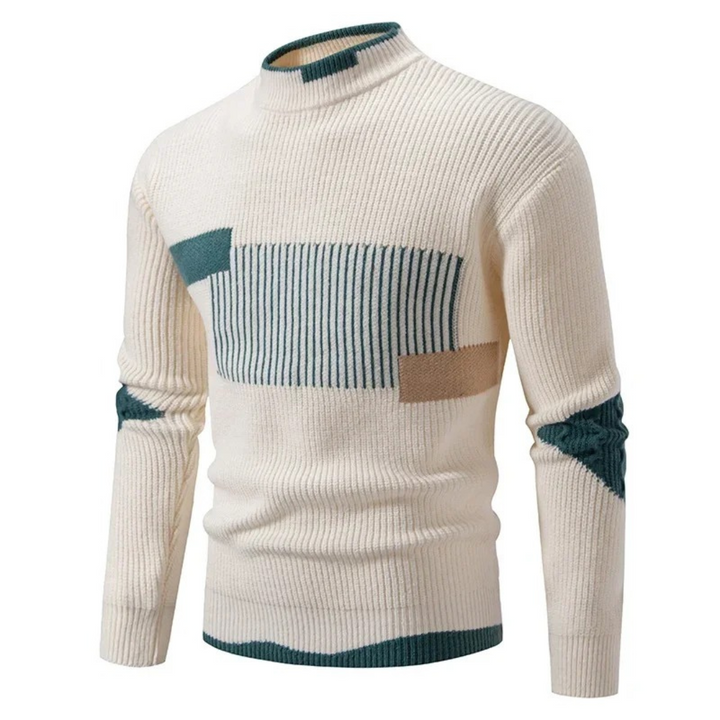 Men's Long Sleeve Sweater with Modern Geometric Pattern for Cool Weather Comfort 0