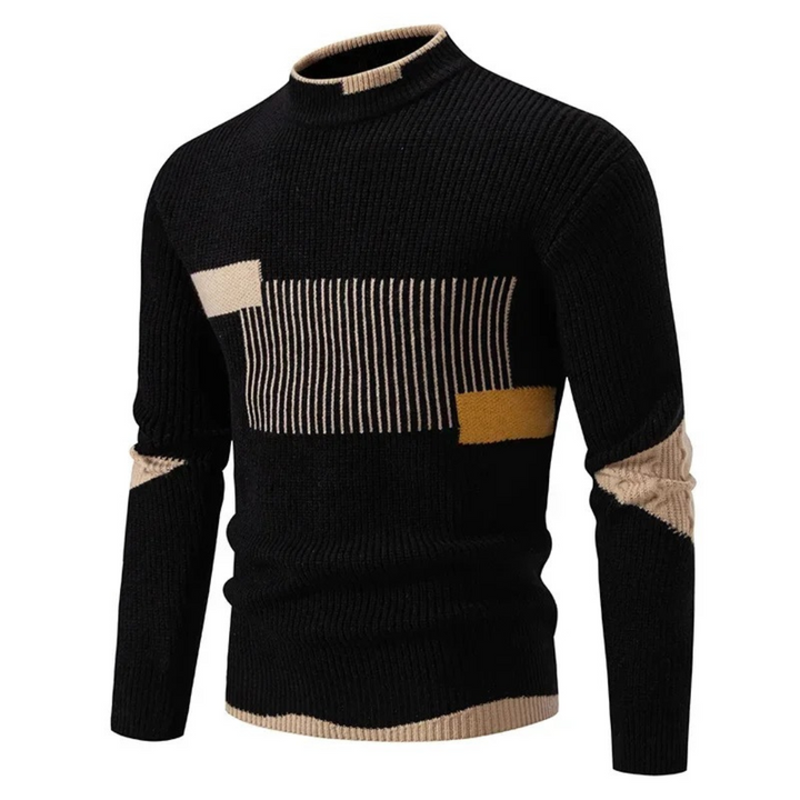 Men's Long Sleeve Sweater with Modern Geometric Pattern for Cool Weather Comfort 1