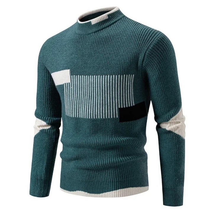 Men's Long Sleeve Sweater with Modern Geometric Pattern for Cool Weather Comfort 2