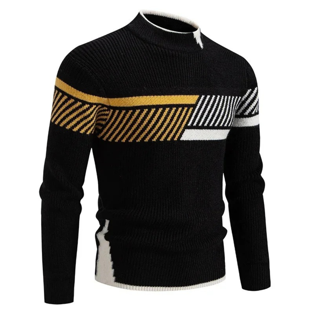 Men's Long Sleeve Sweater with Modern Geometric Pattern for Cool Weather Comfort 7