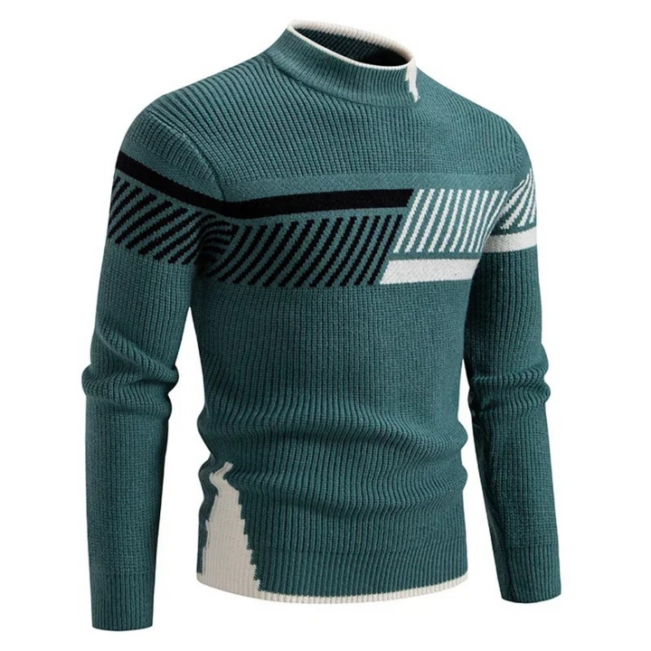 Men's Long Sleeve Sweater with Modern Geometric Pattern for Cool Weather Comfort 8