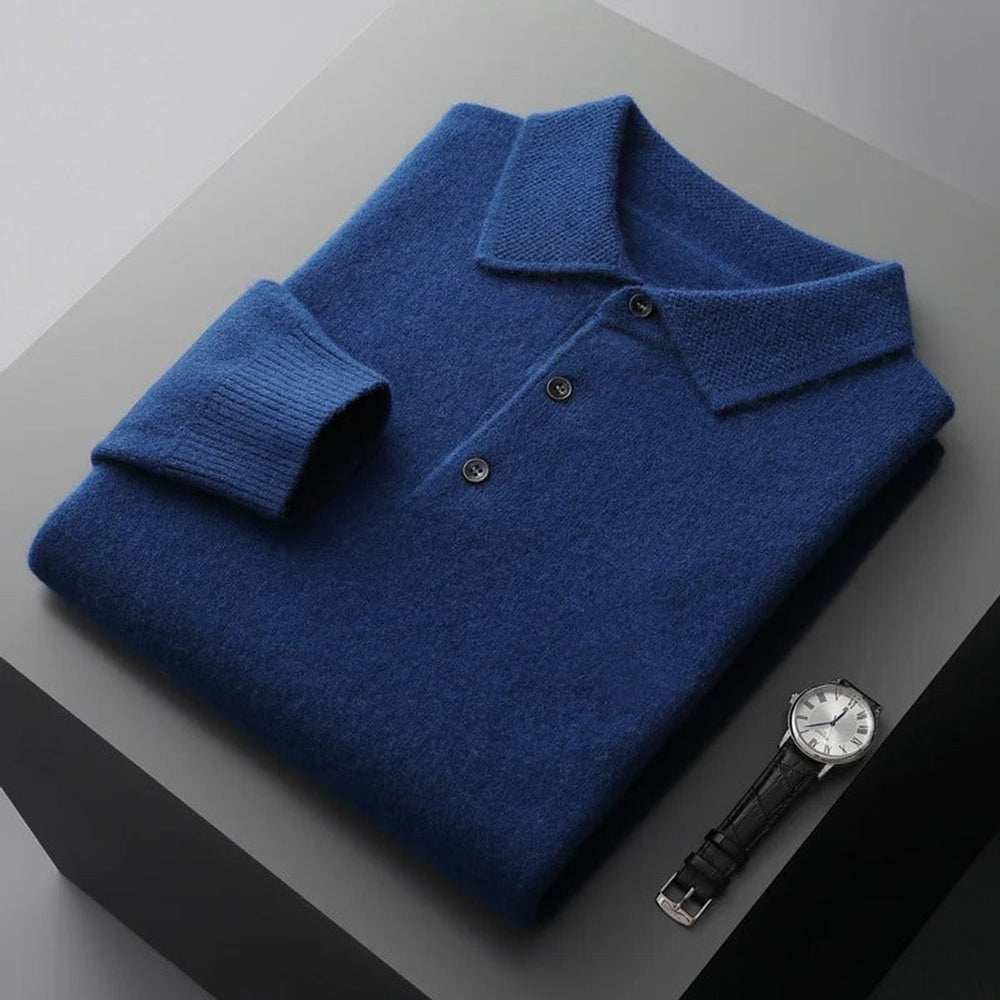 Men's Polo Sweater - Tailored Fit Long Sleeve for Business & Casual Wear 1