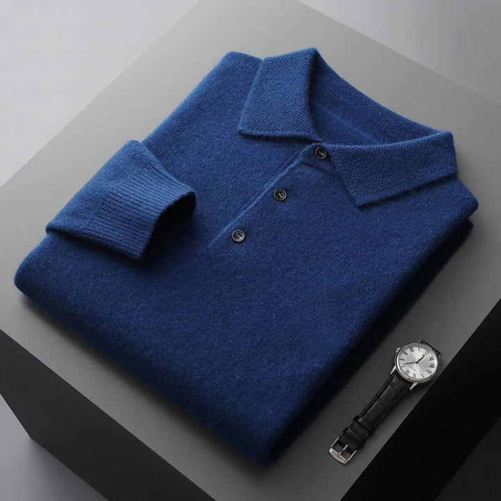 Men's Polo Sweater - Tailored Fit Long Sleeve for Business & Casual Wear 1