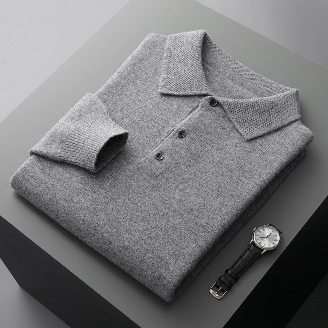 Men's Polo Sweater - Tailored Fit Long Sleeve for Business & Casual Wear 2