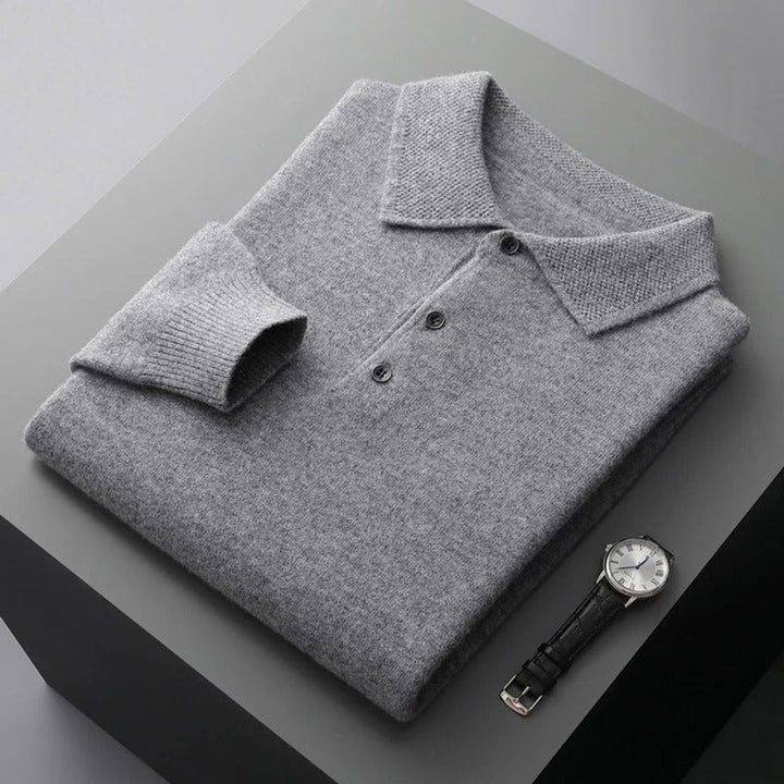 Men's Polo Sweater - Tailored Fit Long Sleeve for Business & Casual Wear 2
