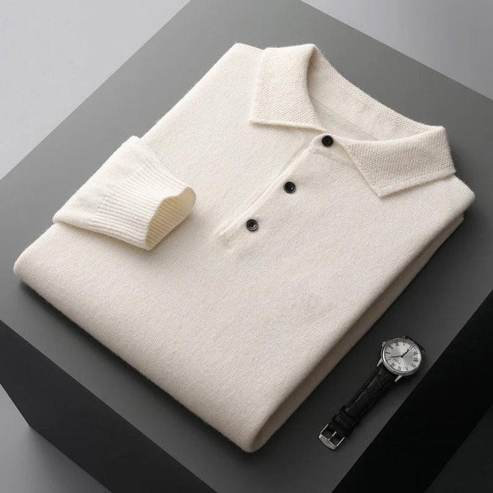 Men's Polo Sweater - Tailored Fit Long Sleeve for Business & Casual Wear 3