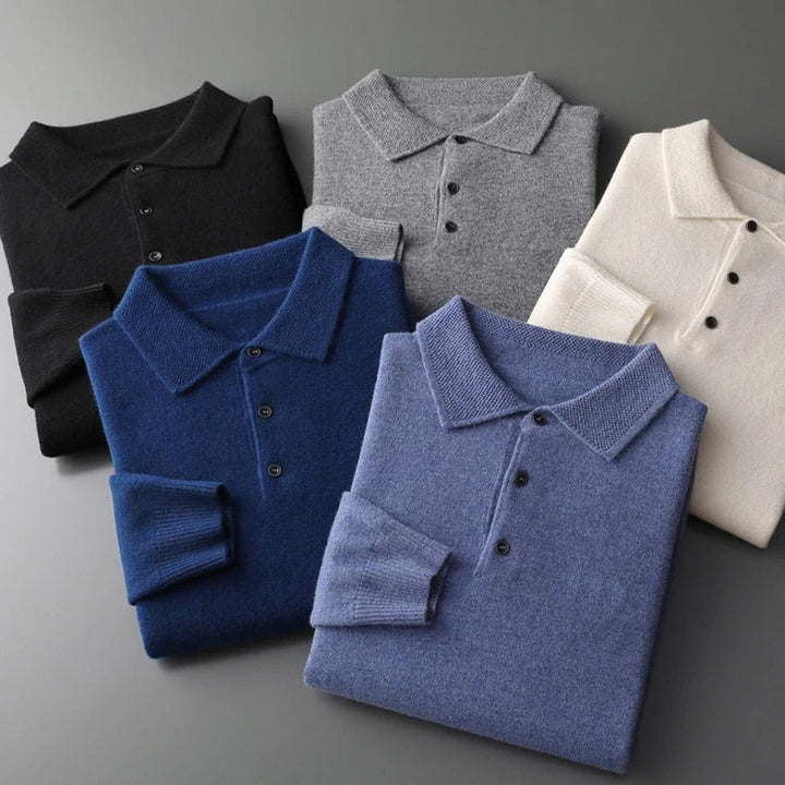 Men's Polo Sweater - Tailored Fit Long Sleeve for Business & Casual Wear 4