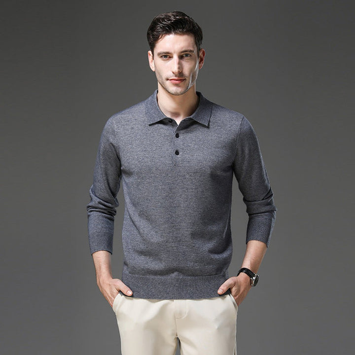 Men's Polo Sweater - Tailored Fit Long Sleeve for Business & Casual Wear 5