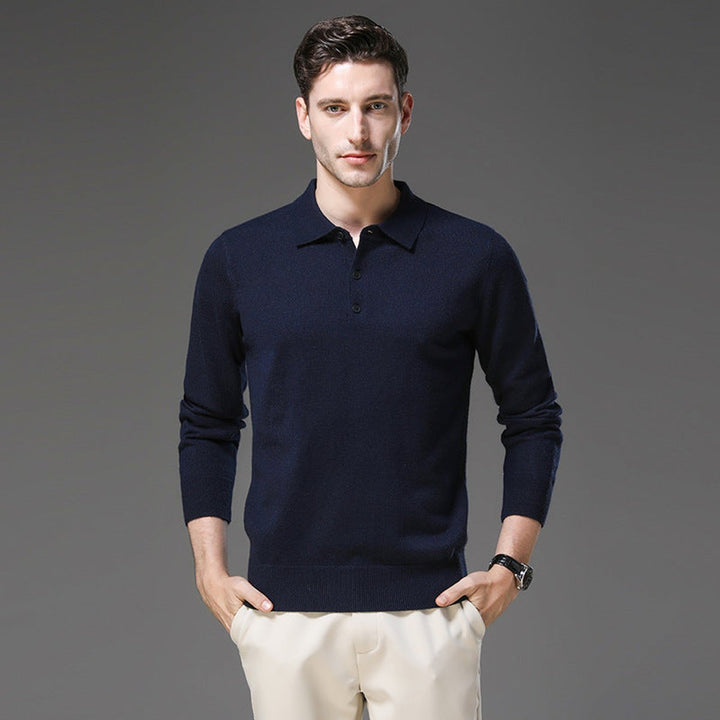 Men's Polo Sweater - Tailored Fit Long Sleeve for Business & Casual Wear 6
