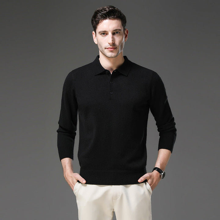 Men's Polo Sweater - Tailored Fit Long Sleeve for Business & Casual Wear 7