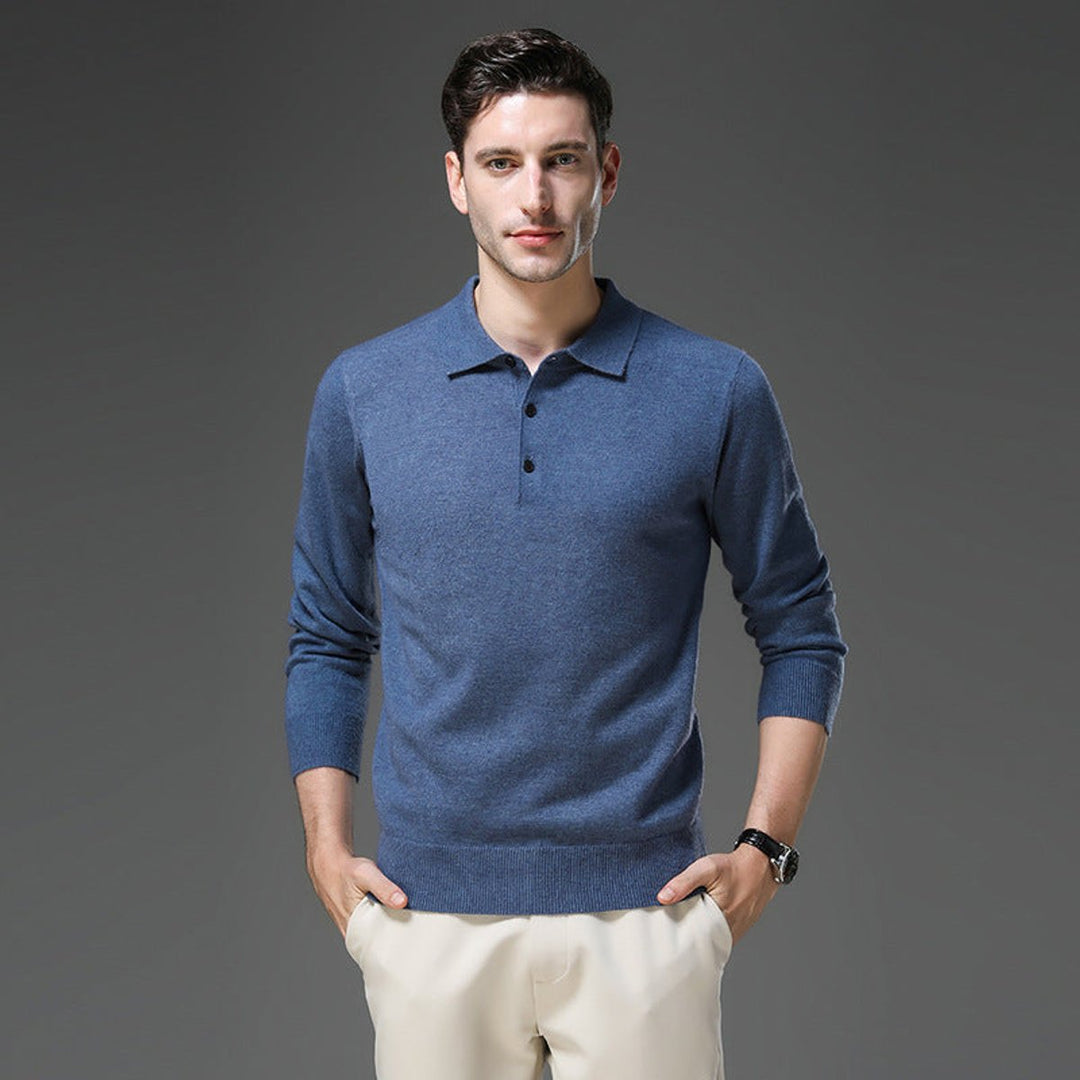 Men's Polo Sweater - Tailored Fit Long Sleeve for Business & Casual Wear 8