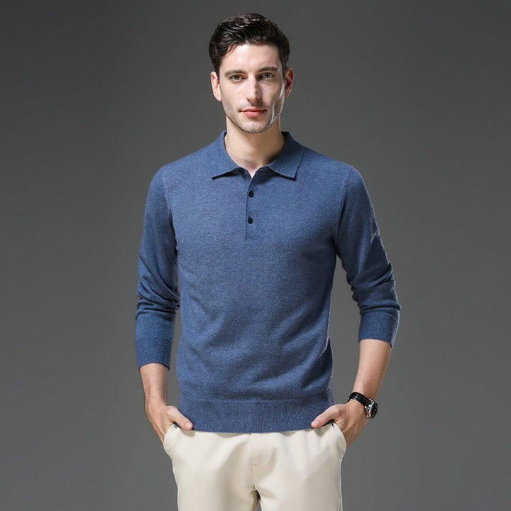 Men's Polo Sweater - Tailored Fit Long Sleeve for Business & Casual Wear 8