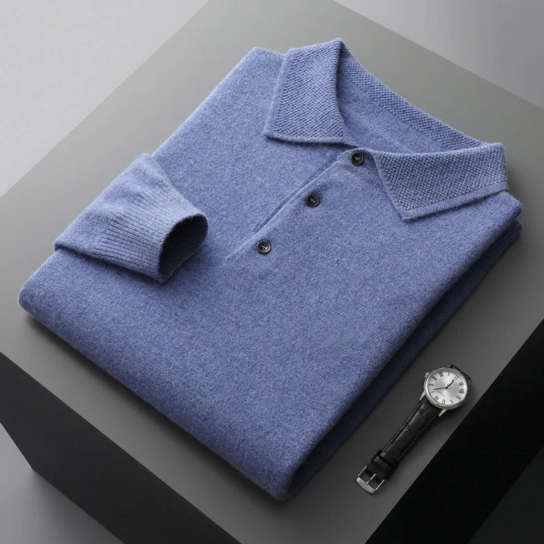 Men's Polo Sweater - Tailored Fit Long Sleeve for Business & Casual Wear 9