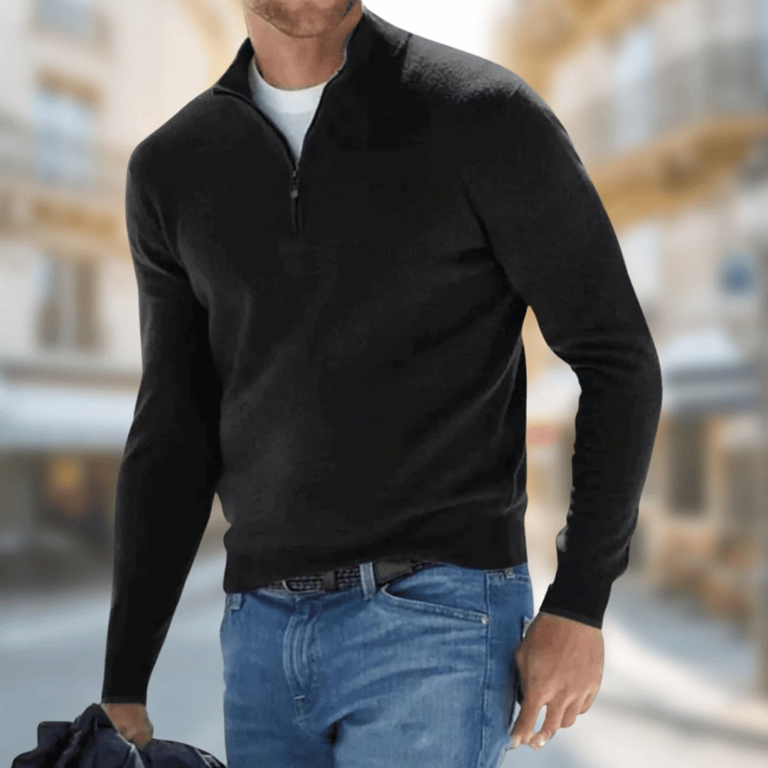 Men's Quarter Zip Sweater - Lightweight Slim Fit for Office and Casual Wear 1