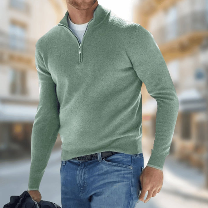 Men's Quarter Zip Sweater - Lightweight Slim Fit for Office and Casual Wear 2