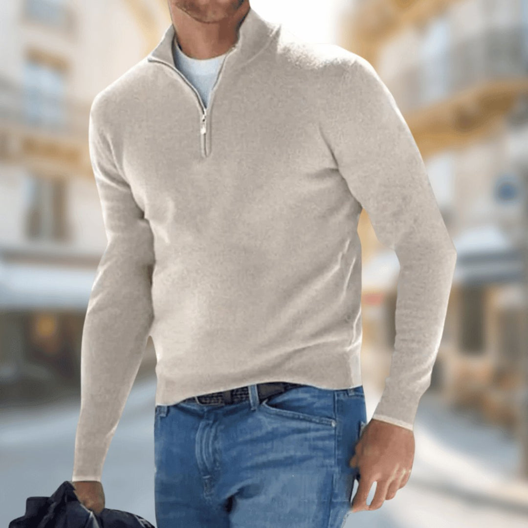 Men's Quarter Zip Sweater - Lightweight Slim Fit for Office and Casual Wear 3