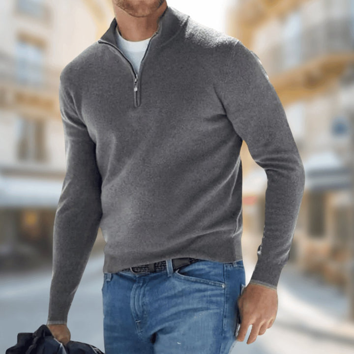 Men's Quarter Zip Sweater - Lightweight Slim Fit for Office and Casual Wear 4