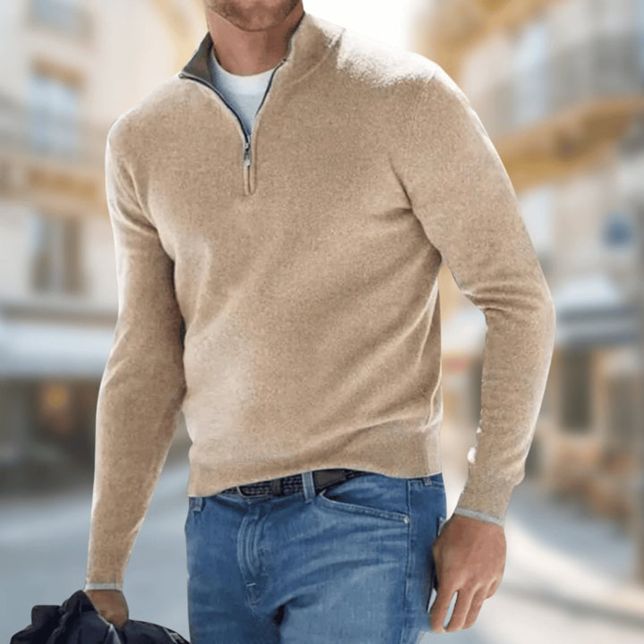 Men's Quarter Zip Sweater - Lightweight Slim Fit for Office and Casual Wear 7