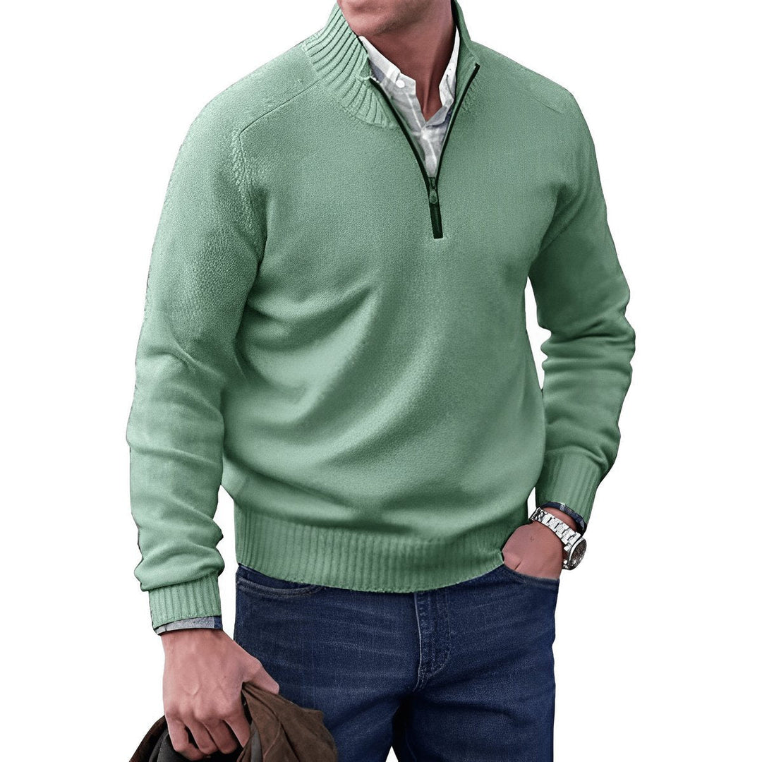 Men's Quarter Zip Sweater - Regular Fit Long Sleeve with Stand-Up Collar for Casual and Office Wear 3