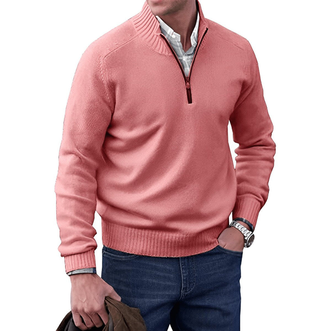 Men's Quarter Zip Sweater - Regular Fit Long Sleeve with Stand-Up Collar for Casual and Office Wear 4
