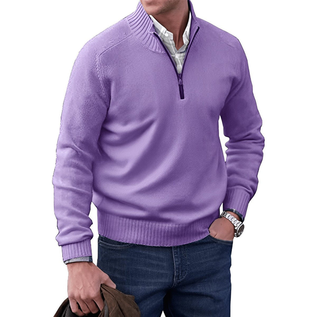 Men's Quarter Zip Sweater - Regular Fit Long Sleeve with Stand-Up Collar for Casual and Office Wear 5