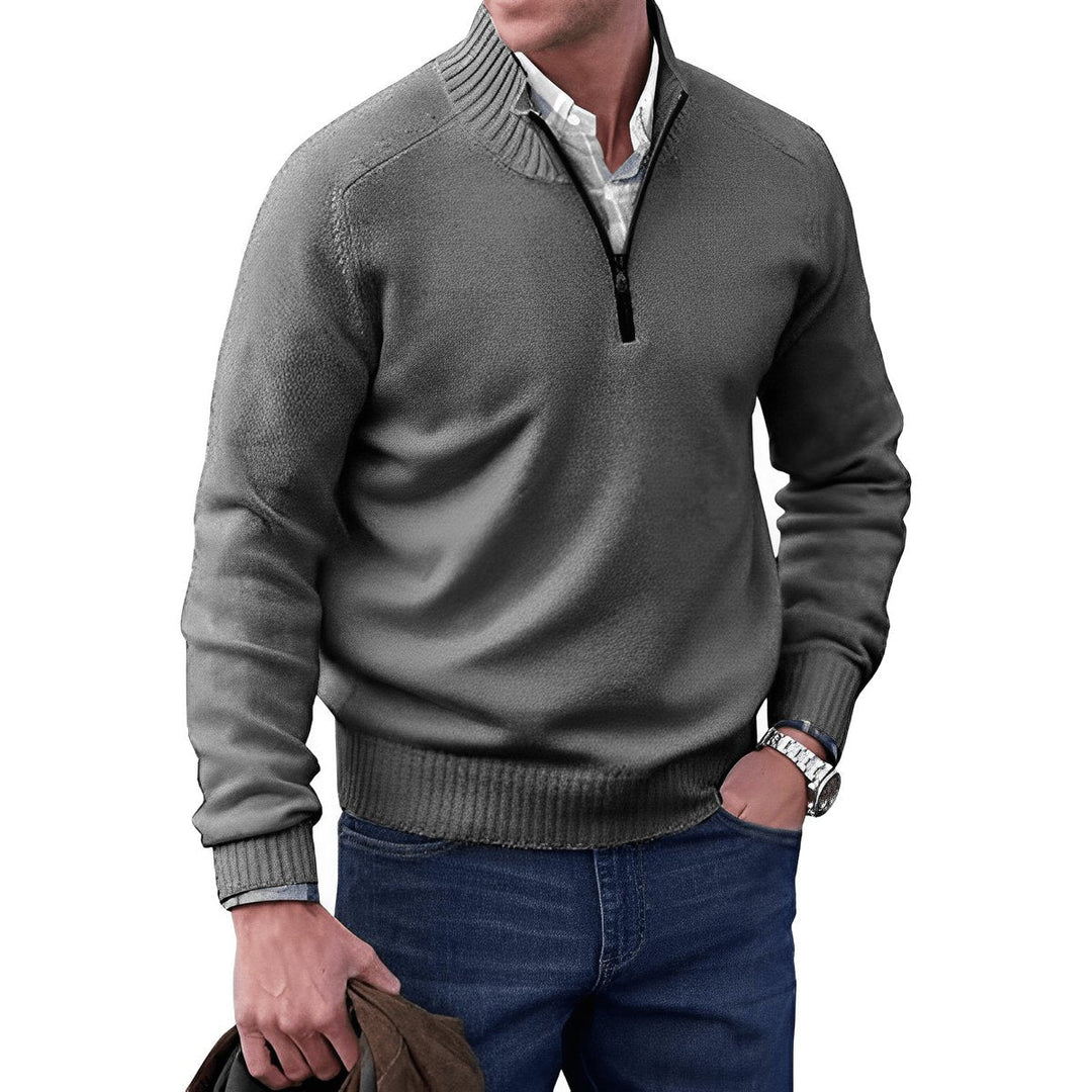 Men's Quarter Zip Sweater - Regular Fit Long Sleeve with Stand-Up Collar for Casual and Office Wear 6
