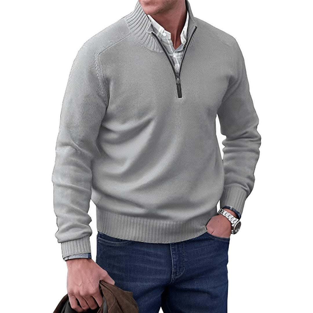Men's Quarter Zip Sweater - Regular Fit Long Sleeve with Stand-Up Collar for Casual and Office Wear 7