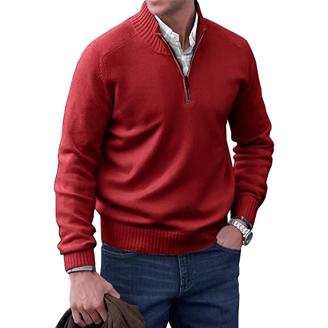 Men's Quarter Zip Sweater - Regular Fit Long Sleeve with Stand-Up Collar for Casual and Office Wear 8