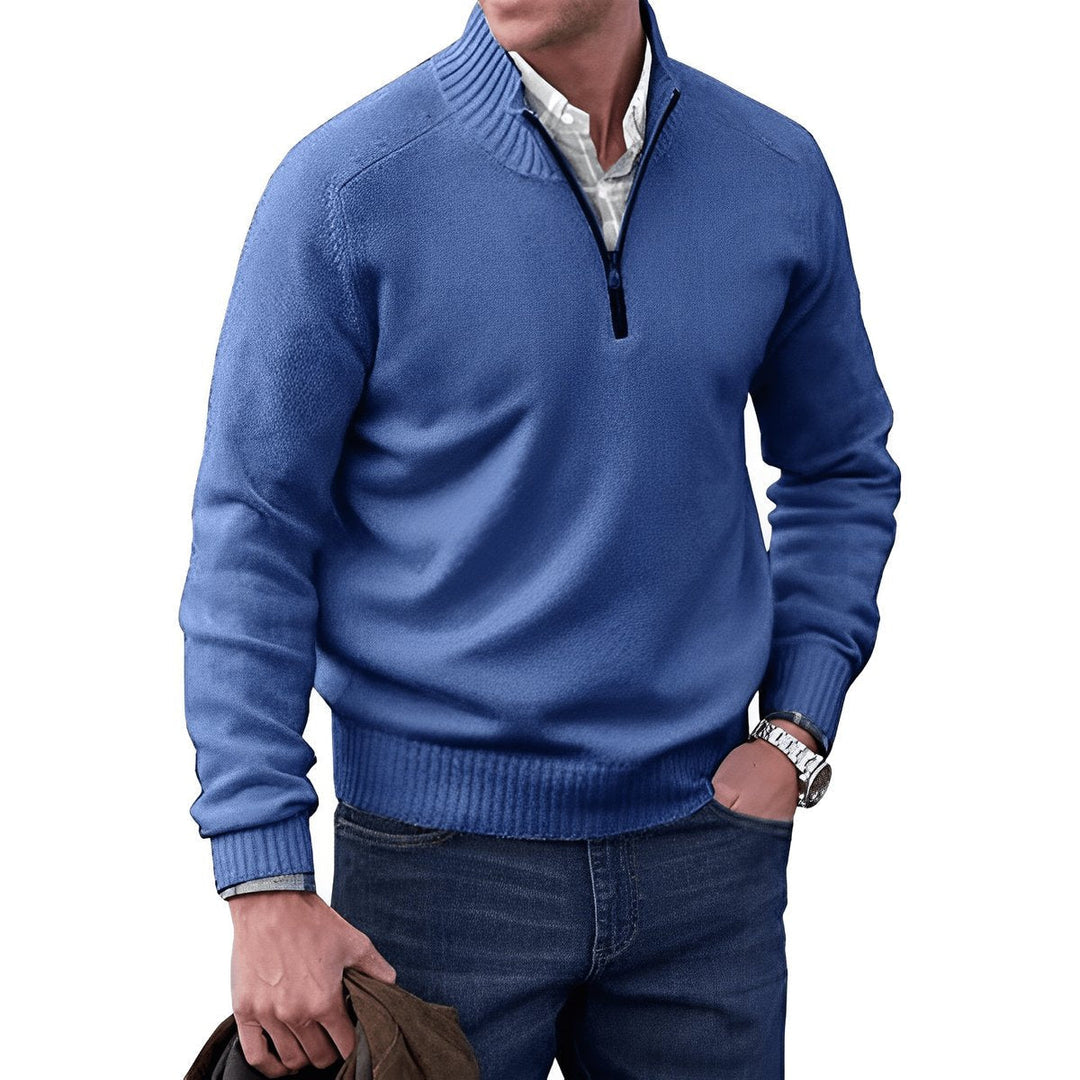 Men's Quarter Zip Sweater - Regular Fit Long Sleeve with Stand-Up Collar for Casual and Office Wear 9