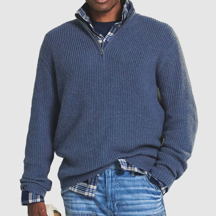 Men's Quarter Zip Sweater - Ribbed Knit Jumper for Business Casual Style and All-Day Comfort 2