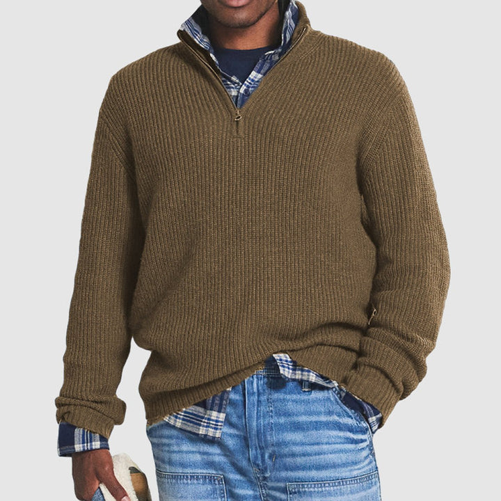 Men's Quarter Zip Sweater - Ribbed Knit Jumper for Business Casual Style and All-Day Comfort 3