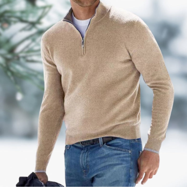 Men's Quarter Zip Sweater - Slim Fit Fine Knit for Stylish Warmth, Perfect for Casual and Office Wear 4