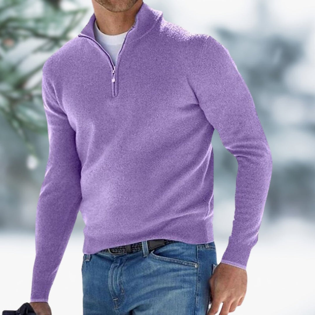 Men's Quarter Zip Sweater - Slim Fit Fine Knit for Stylish Warmth, Perfect for Casual and Office Wear 8