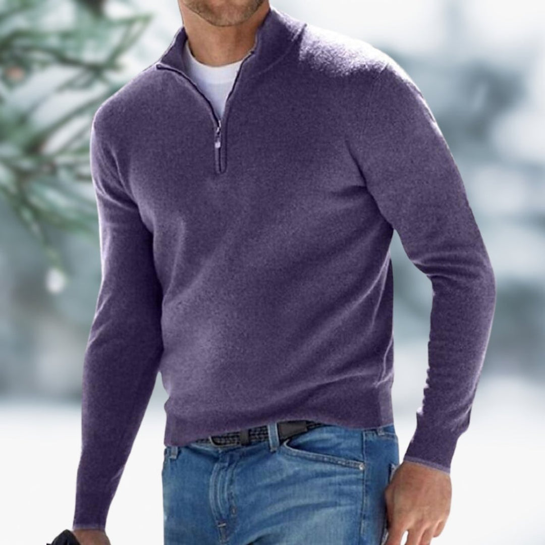 Men's Quarter Zip Sweater - Slim Fit Fine Knit for Stylish Warmth, Perfect for Casual and Office Wear 9