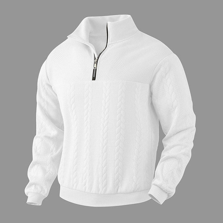 Men's Quarter Zip Sweater with Cable Knit Pattern for Office and Leisure 10