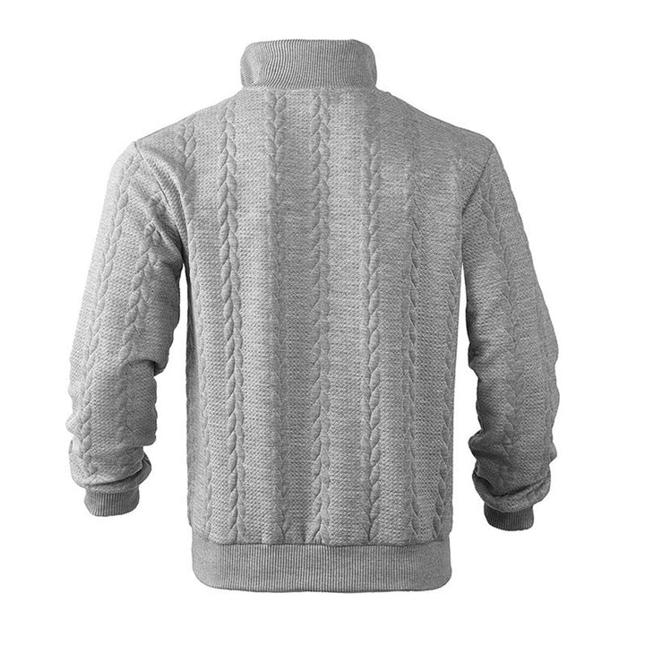 Men's Quarter Zip Sweater with Cable Knit Pattern for Office and Leisure 2