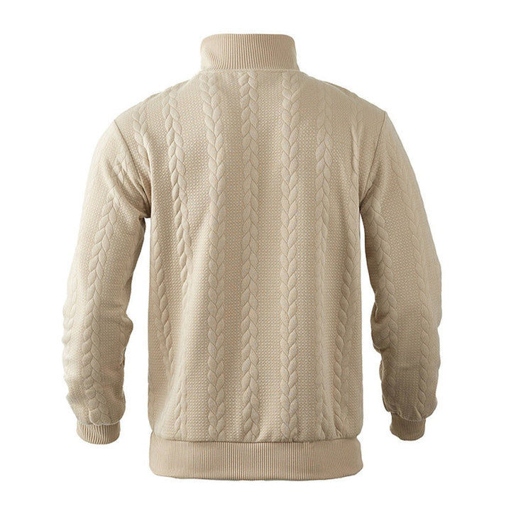 Men's Quarter Zip Sweater with Cable Knit Pattern for Office and Leisure 5