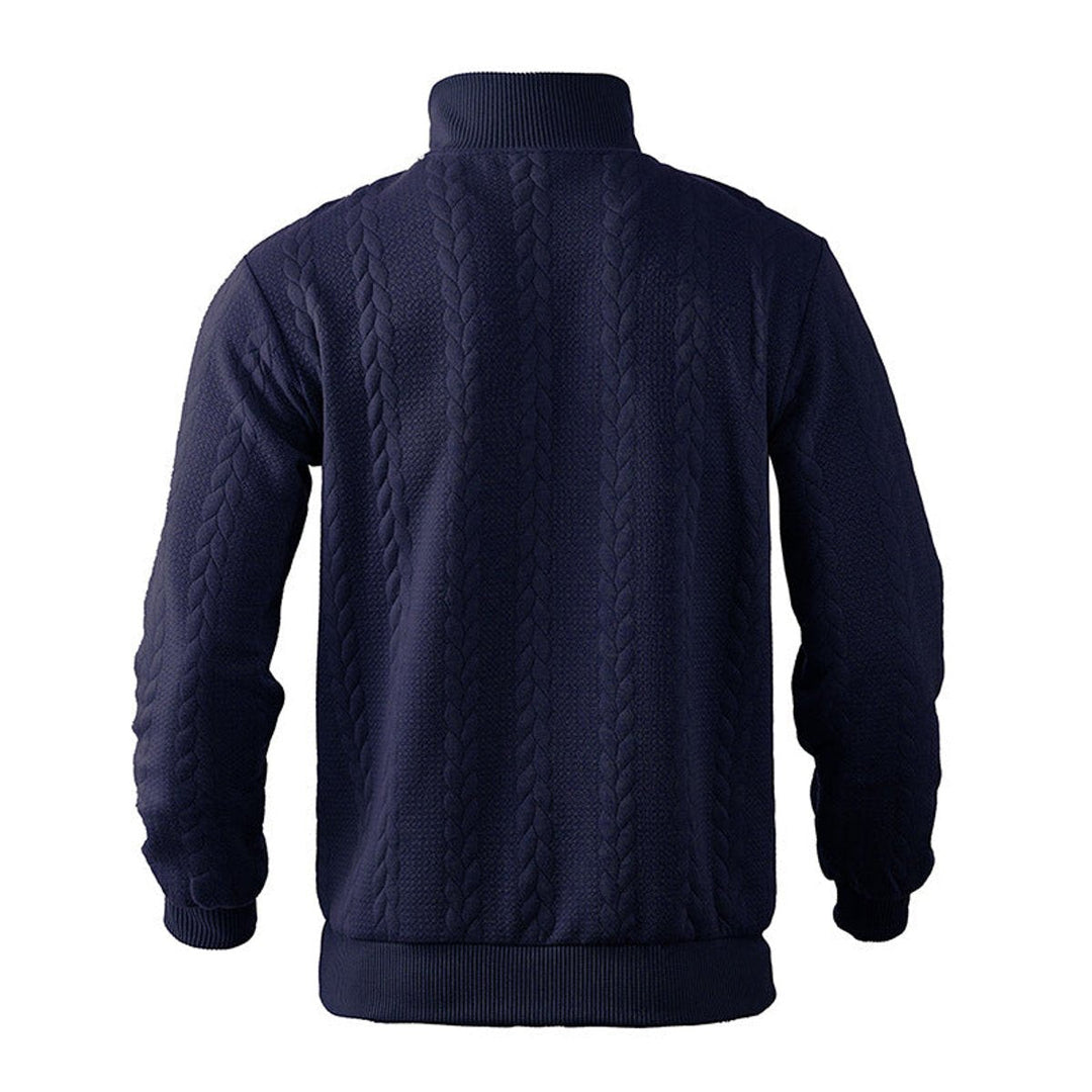 Men's Quarter Zip Sweater with Cable Knit Pattern for Office and Leisure 7