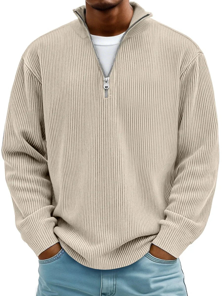 Men's Quarter Zip Sweater with Stand-Up Collar for Casual and Office Wear 6