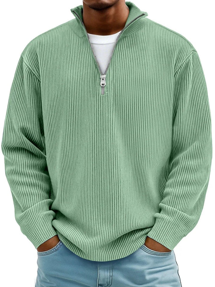 Men's Quarter Zip Sweater with Stand-Up Collar for Casual and Office Wear 7